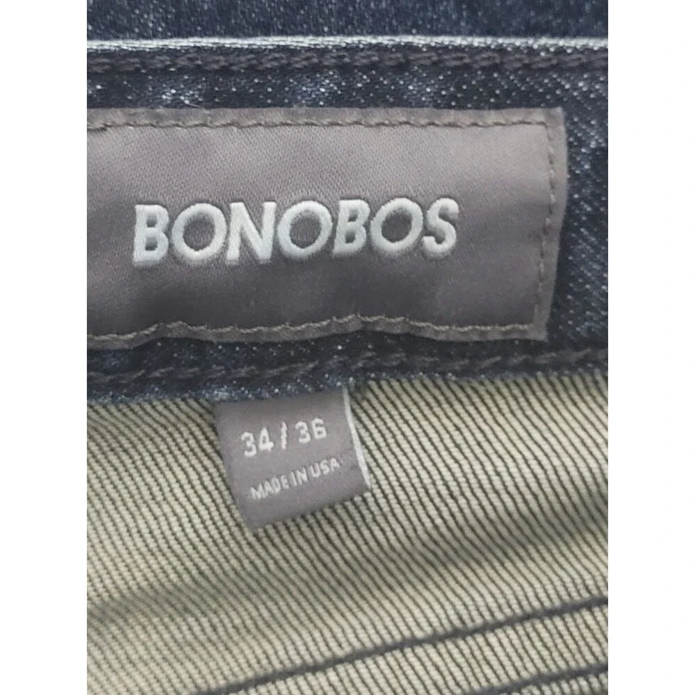 Bonobos 34/36 straight denim jeans stretch pockets zip button ribcage